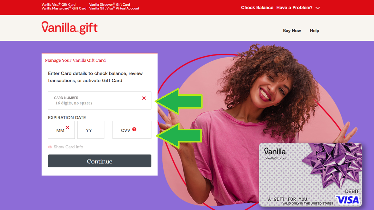 vanilla gift card check balance